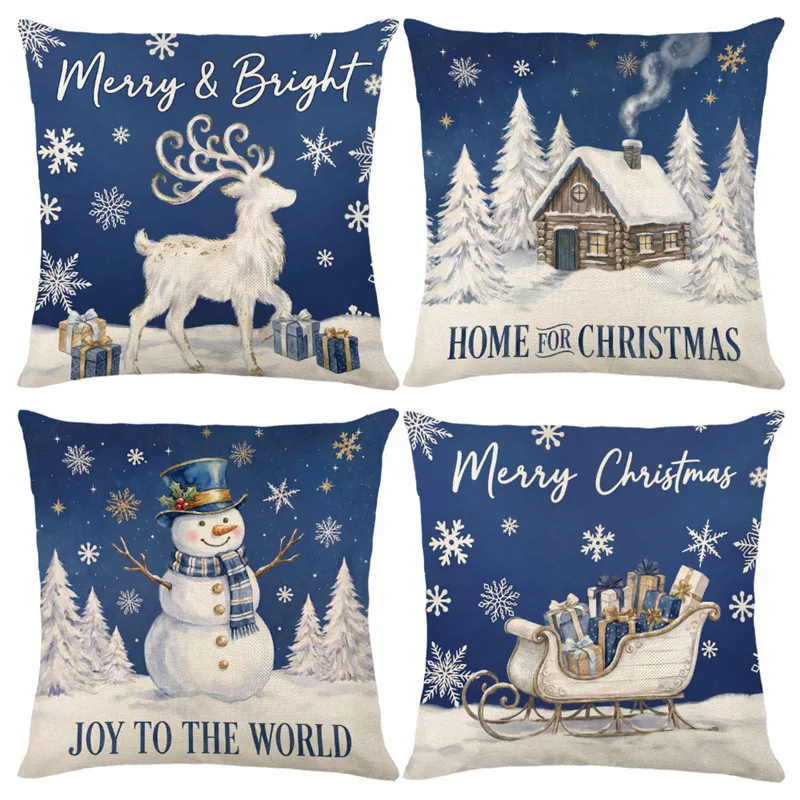 Blue Christmas Pillow Cover Set wholesale OEM NH-C047 | Throw Pillows by Noryvia Home
