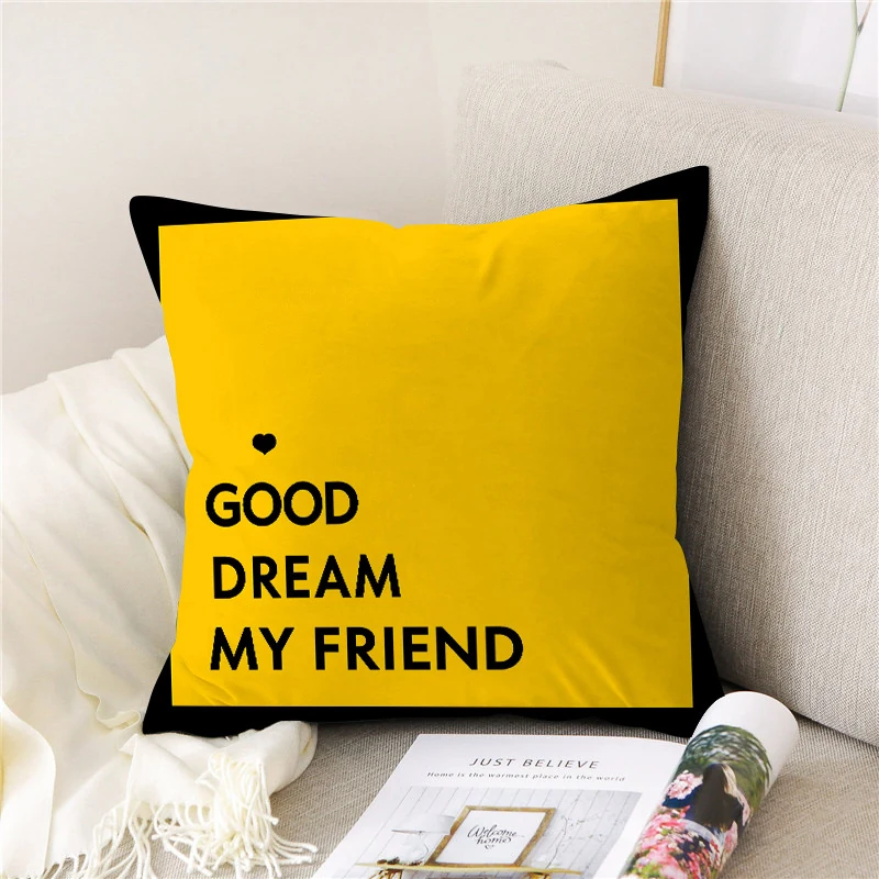 Yellow Quote Throw Pillow Cover